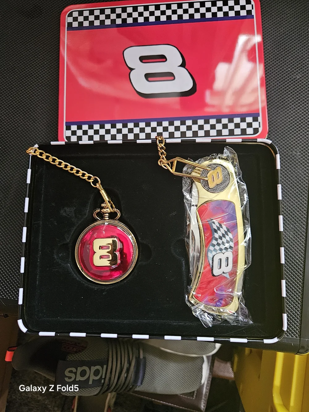 Red Number 8 Pocket Watch Keychain Set - Dale Earnhardt Jr Nascar